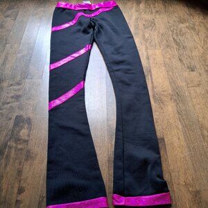 NY2 Sportswear black figure skate skating pants hot pink twirl adult XS USA made